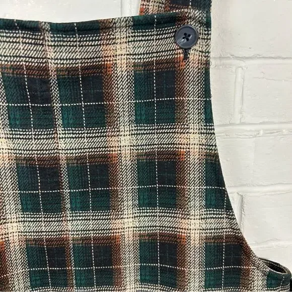 SO Plaid Knit Button Pinafore Dress Size M - Picture 3 of 9